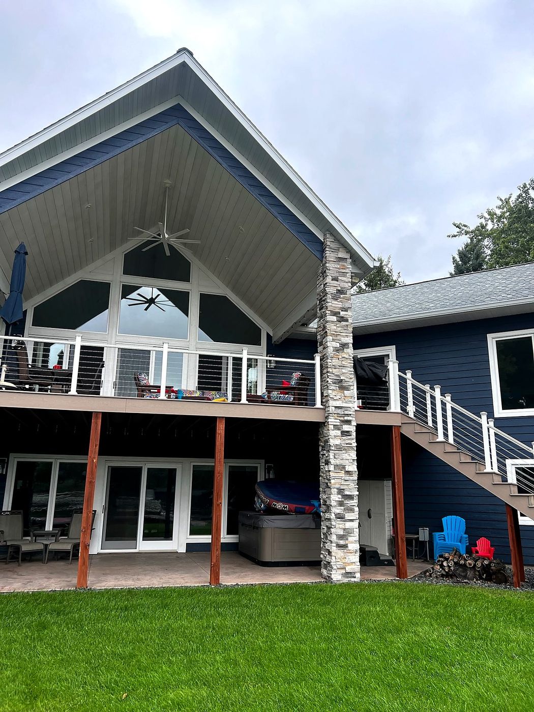 High-access peak windows cleaned on a lake home in northwestern Wisconsin